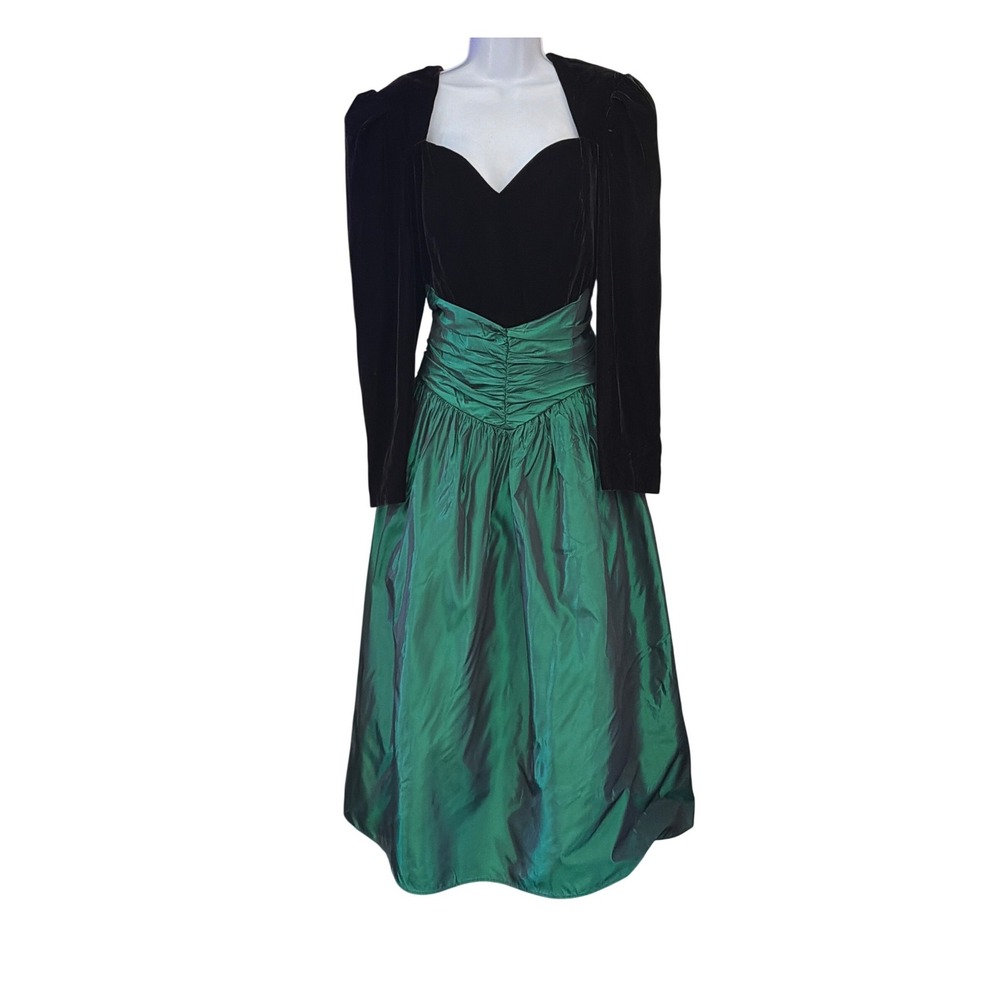 Vintage 80's Scott McClintock Velvet Taffeta Gown Prom Glamour Whimsigoth Regal